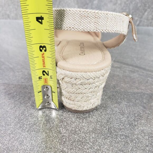 Charter Club Sandals 10.5 M Beige Canvas Platform Espadrilles Wedge Luchia - Picture 12 of 13